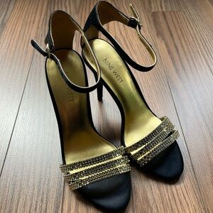 NINE WEST black gold crystal heels size 7